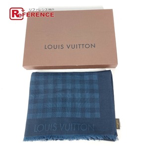 美品 LOUIS VUITTON ルイヴィトン M75348 ダミエ 大判 ショール フリンジ マフラー ストール ネイビー ユニセックス【中古】