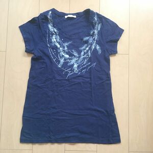 イッカ ikka 半袖Tシャツ カットソー トップス レディース キッズ デザインTシャツ カジュアル シンプル 青 紺