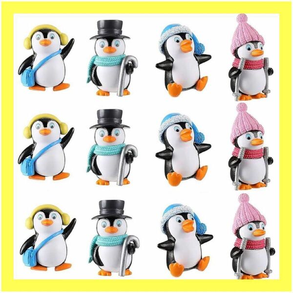 YOVEKAT 16個カワイイ動物ペンギンキャラクターおもちゃミニフィギュアプレイセットかわいいペンギンケーキトッパー