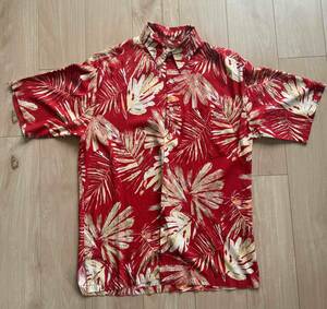USA 　ハワイ製 アロハシャツ 　TORI RICHARD トリリチャード レーヨン 総柄 メンズS 赤　エンジ
