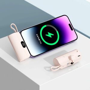 5000mAh モバイルバッテリー Lightning直挿し　小型 iPhone Android 軽量 LED残量表示 高速充電 