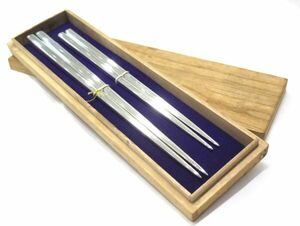 * original silver * metalwork * original silver stamp pattern less plain Hara . chopsticks set gross weight approximately 106g also box Showa Retro details unknown long-term keeping goods 