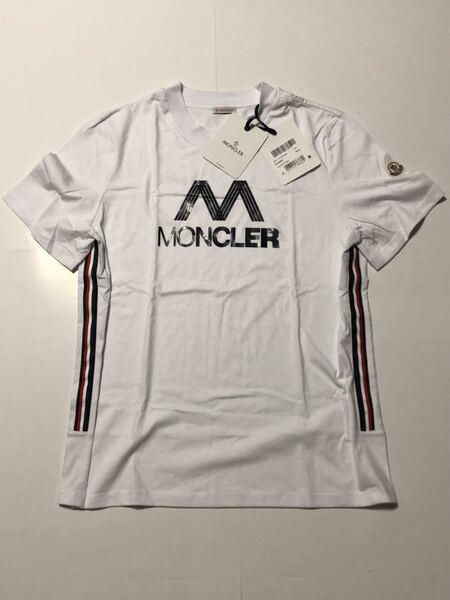 未使用 MONCLER SS TSHIRT モンクレール Tシャツ XLサイズ シャツ XL 正規品 送料無料 ワッペン ホワイト × トリコロール カラー