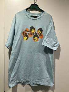 2005年製 アメリカ ホットトピック購入 ビートルズ ブルー Tシャツ １００％コットン サイズL 身ごろ112cm 着丈69cm 