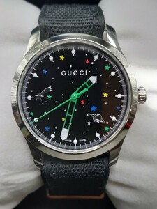 ★GUCCI/グッチ　G タイムレス　メンズ腕時計　クォーツ　YA1264178　126.4 宇宙　星　美品　0322SA