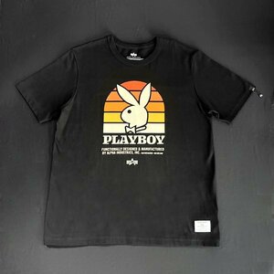 【限定】新品 PLAYBBOY プレイボーイ ALPHA INDUSTRIES Tシャツ 黒 ラビットヘッド バニー 半袖 XL カットソー 激レア 希少アイテム