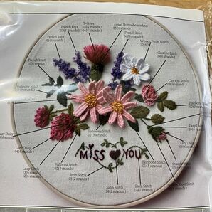 フランス刺しゅう キット 刺繍枠つき 立体刺しゅう お花