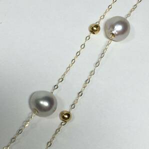 K18YG 本真珠 淡水 ベビーパール イエローゴールド デザイン ネックレスの画像4