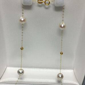 K18YG 本真珠 淡水 ベビーパール イエローゴールド デザイン ネックレスの画像2