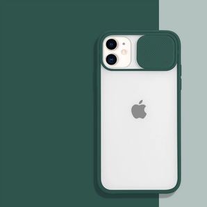 iPhone12ケース スライド式カメラ保護 緑色