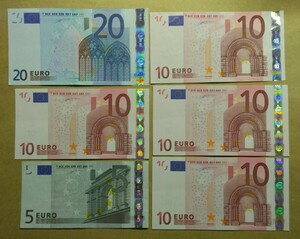 外国紙幣 EURO ユーロ 合計74ユーロ80セント ユーロ紙幣 コインまとめて