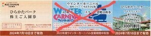 ひらかたパーク　入園券・アトラクション遊び放題フリーパス割引券／１～６セット／京阪　株主