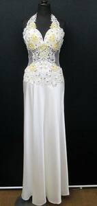 kyaba jewel body art satin long dress LuxeStyle B goods white M size 