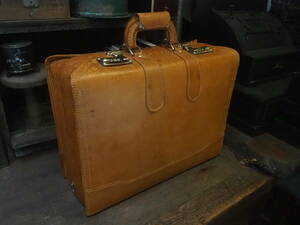 【ダイヤルロック式レザートランク】旅行鞄バッグ古着インテリア収納スーツケース真鍮金具アタッシュケース書類ケースドクターバッグ