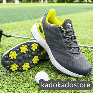  golf shoes new goods sport shoes strong grip sport shoes switch men's wide width gentleman sneakers . slide enduring . ventilation ash / green 24.5-29
