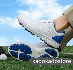  golf shoes men's sport shoes super light weight sport shoes sneakers man and woman use walking shoes ventilation . slide enduring . white / blue 23-28