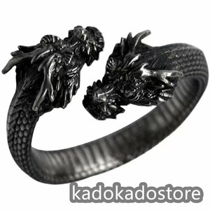 ◆１円特売品◆新品 シルバー925 リング 指輪 龍 職人手作り アクセサリー レトロ メンズ レディース フリーサイズ 調整可能