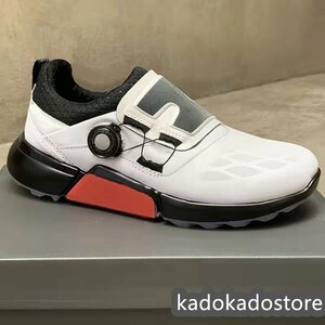  new goods * golf shoes new goods sport shoes men's wide width . strong grip switch soft leather Fit feeling sport shoes white / red 24.5-27
