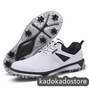  golf shoes 4E sport shoes men's soft spike strong grip new goods light weight Fit feeling sport shoes elasticity . waterproof . slide enduring . white 24.5-27.5