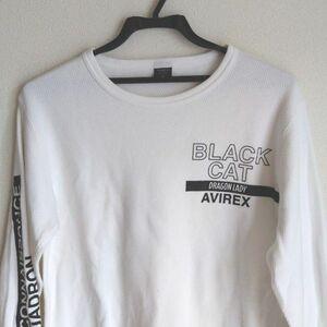 美品 AVIREX ロンT 長袖Tシャツ ホワイト BLACK CAT