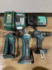 makita マキタ 充電式ディスクグラインダ 充電式振動ドライバドリル 充電器 ML801 GA400D HP487D 18V 14.4V まとめて ジャンク