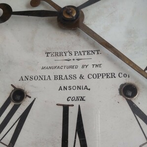 ANSONIA USA アンティーク 1870年代 初期アンソニア ゼンマイ式 掛時計 全長約63cm  月日時刻表示 古時計 ジャンク扱 希少品の画像4