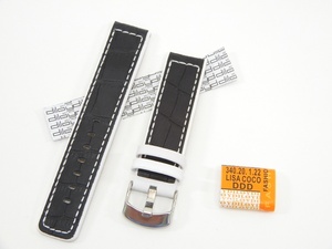 腕時計 ベルト 本革 カーフスキン 20mm クロコダイル型押し レザー バンド Diloy340ファッション ブラックxホワイト