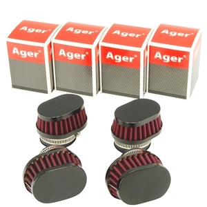  power filter 48mm Short oval black x red 4 piece Kawasaki 650W1,GPZ400F,KH250,KH400,KZ1000,KZ900,Z1,Z2,Z1000MK2,Z250FT,Z400