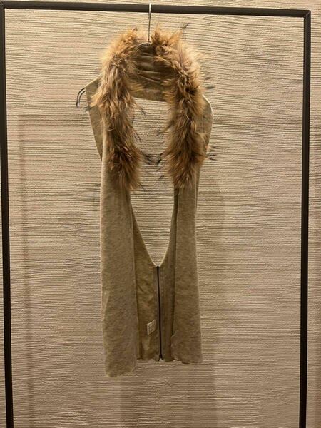 00s 90s y2k goa ゴア　ロング ジレ ストール ベージュ カーディガン トップス ファー　fur vest gilet tops l.g.b. ifsixwasnine 00s fuga