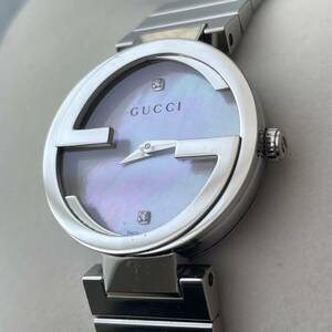 新品同様　極美品　GUCCI グッチ　インターロッキング　レディース　2Pダイヤ　 腕時計　シェル文字盤