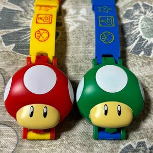 スーパーマリオ ウォッシュコレクション　スーパーキノコ(マリオ) 1upキノコ(ルイージ)ガチャガチャ　2点セット　時計　新品