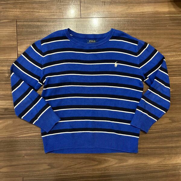 POLO RALPH LAUREN コットンボーダーニット 青系 130