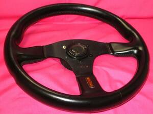 5670 regular goods italvolanti IMOLA Imora 34.5Φ black leather & black spoke steering gear steering wheel horn button 