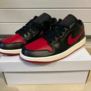 即決！新品！送料込！27.5cm NIKE WMNS AIR JORDAN 1 LOW BRED SAIL ナイキ エア ジョーダン 1 ブレッド セイル DC0774-061 つま黒　黒赤 