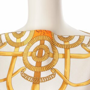 【エルメス】Hermes シルク スカーフ ポンチョ トップス ホワイト×オレンジ×ネイビー 【中古】【正規品保証】202727の画像5