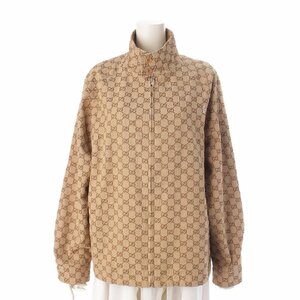 【グッチ】Gucci　19年 GGマーク ジャガード ジップアップ ブルゾン ジャケット 568549 ブラウン 46 【中古】【正規品保証】203936