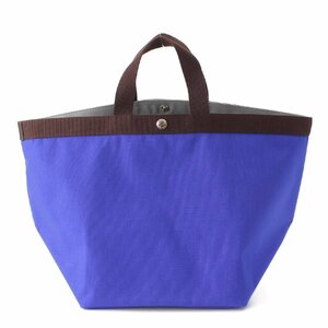 [ Herve Chapelier ]HERVE CHAPELIER nylon boat type inset wide snap-button type tote bag handbag indigo [ used ]204527