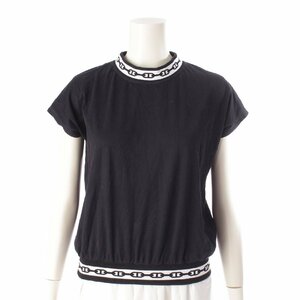 [ Hermes ]Hermes cotton she-n Dunk ru short sleeves T-shirt tops black 34 [ used ][ regular goods guarantee ]195342