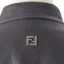 【フェンディ】Fendi　23年 メンズ ジップ レザー シングル ライダース ジャケット FPJ105 グレー 52 【中古】【正規品保証】205375_画像8