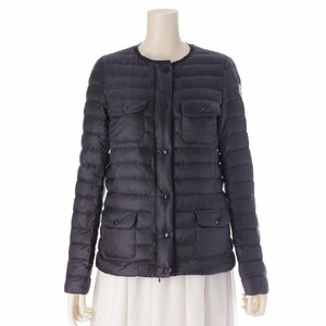 【モンクレール】Moncler　LEANDRA ノーカラー ライトダウンジャケット アウター 46317 ネイビー 00 【中古】【正規品保証】203555