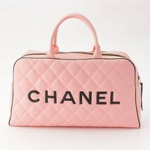 【シャネル】Chanel　マトラッセ カーフレザー ロゴ ボストンバッグ ハンドバック A05943 ピンク 【中古】【正規品保証】204845_画像3