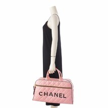 【シャネル】Chanel　マトラッセ カーフレザー ロゴ ボストンバッグ ハンドバック A05943 ピンク 【中古】【正規品保証】204845_画像10