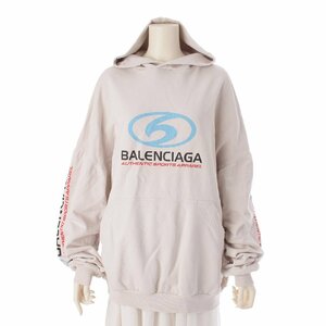 【バレンシアガ】Balenciaga　23年 ロゴ プリント ダメージ コットン パーカー フーディー 761458 ホワイト L 【中古】205384