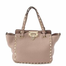 【ヴァレンティノ】Valentino　カラヴァーニ スタッズ グレインカーフスキン ハンドバッグ WW0B0861VSF_I16 ピンク 【中古】205796_画像1