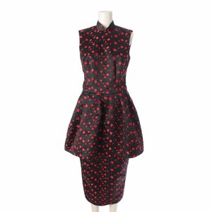 []simo- Nero car 18SS flower total pattern embroidery One-piece dress black × red UK6 [ used ][ regular goods guarantee ]205895