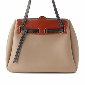 【ロエベ】Loewe　ラゾ レザー ツートンカラー ステッチ ロゴ ハンドバッグ ショルダーバッグ ベージュ 【中古】【正規品保証】205012