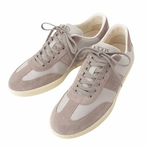 【トッズ】Tods　メンズ タブズ スムース レザー×スエード ローカット スニーカー グレー 7 【中古】【正規品保証】206841