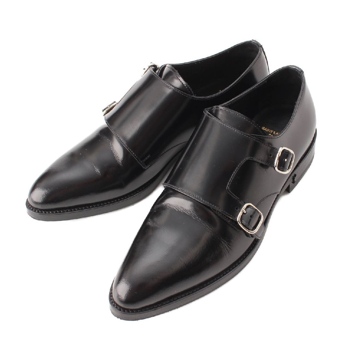 【サンローラン】SAINT LAURENT ダブルモンク ストラップ レザー ドレスシューズ 472075 ブラック 36 【中古】【正規品保証】206912