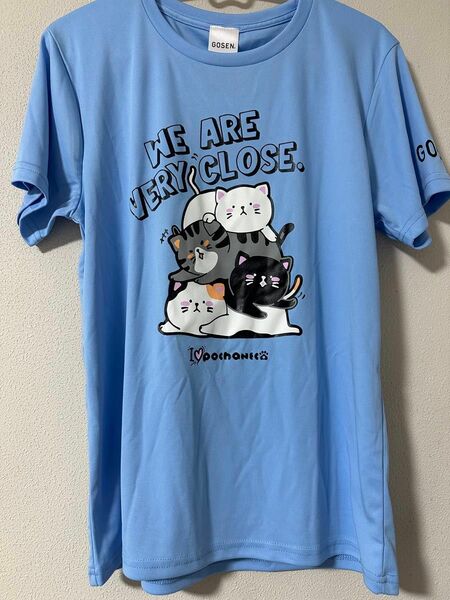 猫　半袖　gosen ゴーセン　バトミントン　テニス　ぽちゃねこ　ネコ　tシャツ