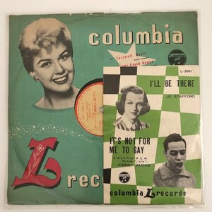 SP/ JO STAFFORD、JOHNNY MATHIS / I'LL BE THERE / IT'S NOT FOR ME TO SAY / 国内盤 ライナー COLUMBIA L3091 40206